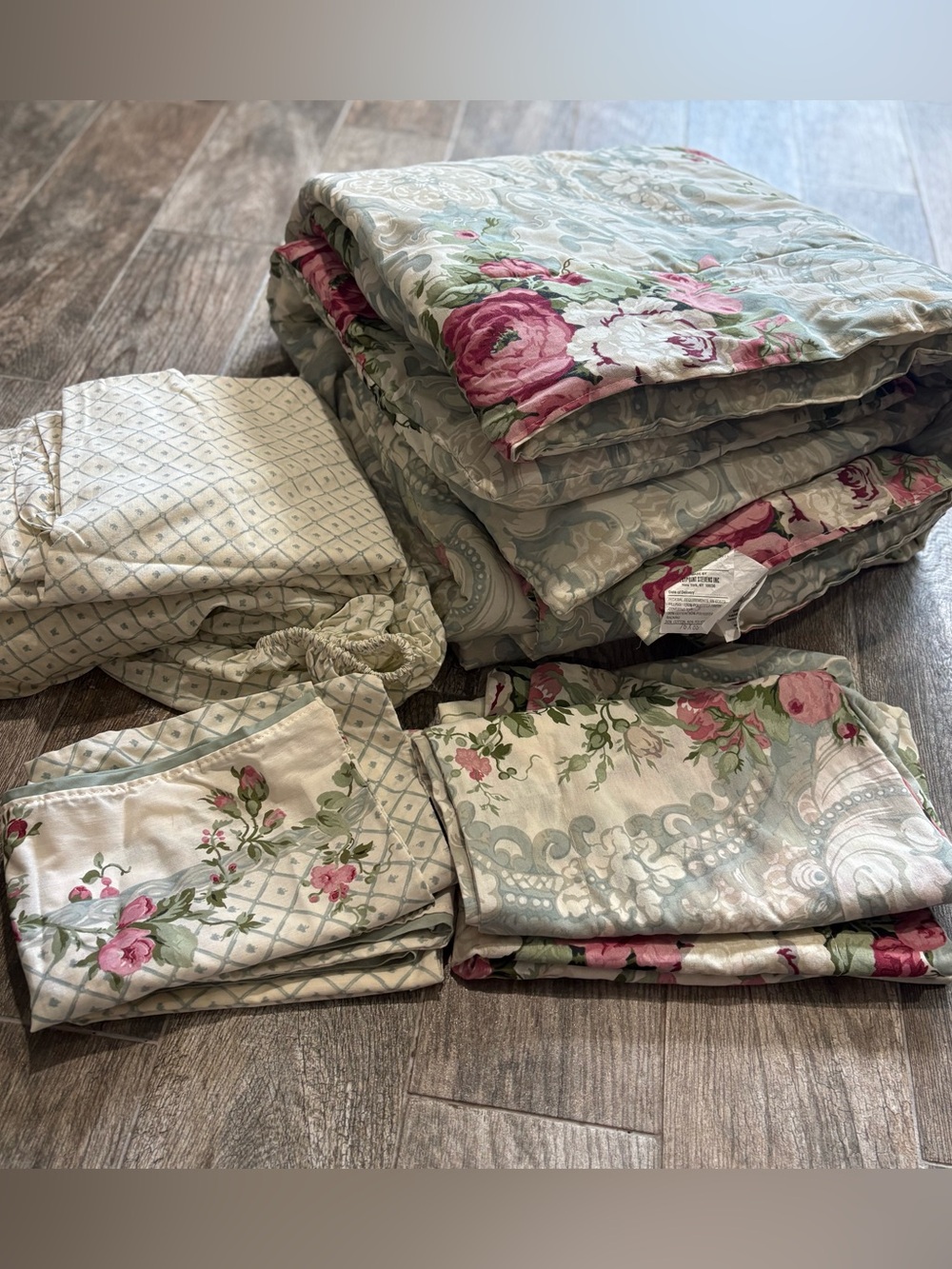 Vtg WestPoint Stevens Rose Trellis Full/Double Comforter & Sheet Set 7 Pc Floral